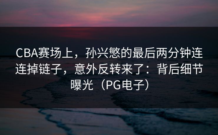 CBA赛场上，孙兴慜的最后两分钟连连掉链子，意外反转来了：背后细节曝光（PG电子）