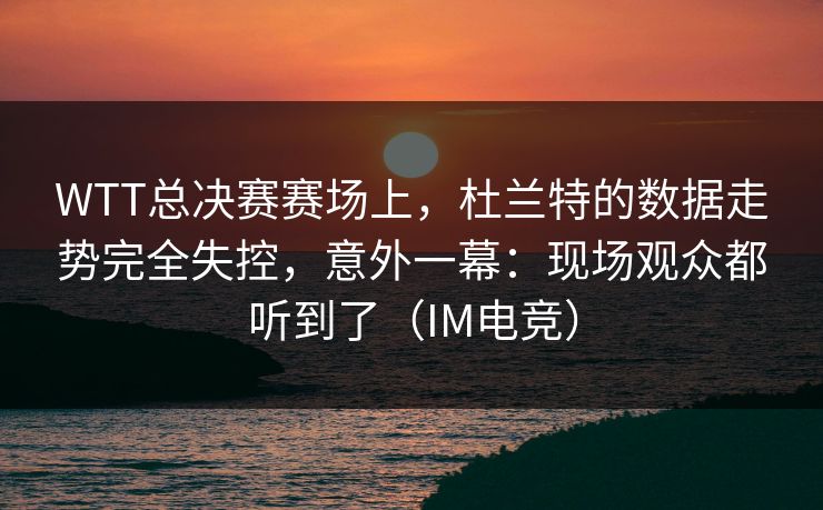 WTT总决赛赛场上，杜兰特的数据走势完全失控，意外一幕：现场观众都听到了（IM电竞）