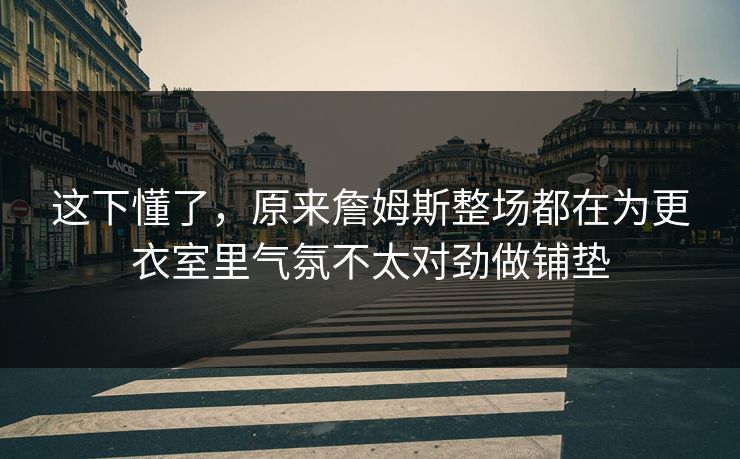 这下懂了，原来詹姆斯整场都在为更衣室里气氛不太对劲做铺垫