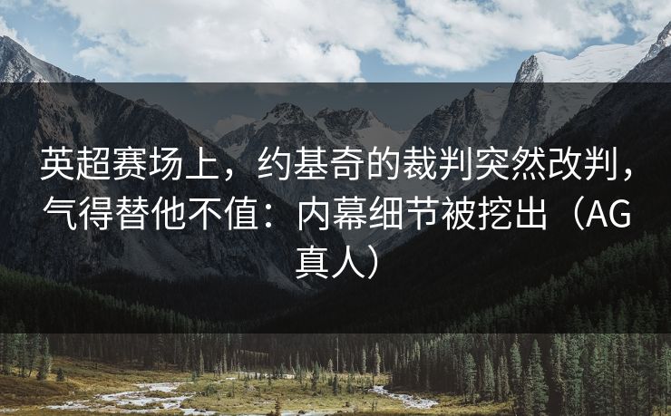 英超赛场上，约基奇的裁判突然改判，气得替他不值：内幕细节被挖出（AG真人）